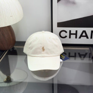 Ralph Lauren Hat Off-White Baseball Cap with Tonal Pony Embroidery