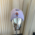 Ralph Lauren Hat Pale Lilac Ribbed Knit Beanie with Front Polo Bear Patch