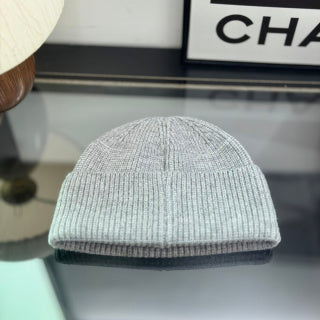 Ralph Lauren Hat Heather Gray Fold-Cuff White Pony Ribbed Beanie