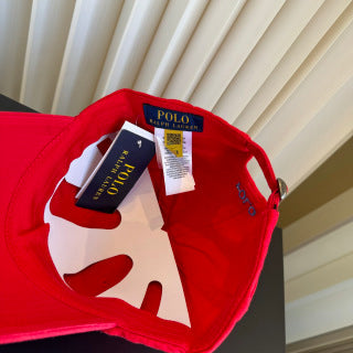 Ralph Lauren Hat Scarlet Red Blue Pony Relaxed Baseball Cap