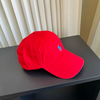 Ralph Lauren Hat Scarlet Red Blue Pony Relaxed Baseball Cap