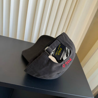 Ralph Lauren Hat Washed Charcoal Red Pony Relaxed Baseball Cap