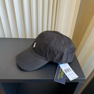 Ralph Lauren Hat Faded Charcoal White Pony Washed Baseball Cap