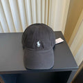 Ralph Lauren Hat Faded Charcoal White Pony Washed Baseball Cap