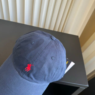 Ralph Lauren Hat Slate Blue Red Pony Washed Baseball Cap