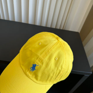 Ralph Lauren Hat Bright Yellow Blue Pony Relaxed Baseball Cap