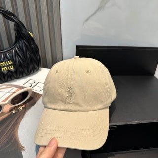 Ralph Lauren Hat Natural Beige Tonal Pony Curved Brim Cap
