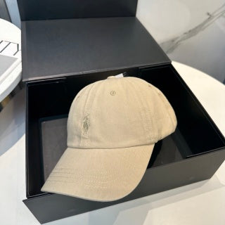 Ralph Lauren Hat Natural Beige Tonal Pony Curved Brim Cap