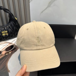 Ralph Lauren Hat Natural Beige Tonal Pony Curved Brim Cap