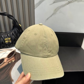 Ralph Lauren Hat Olive Khaki Tonal Pony Paneled Baseball Cap