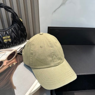 Ralph Lauren Hat Khaki Tonal Pony Curved Brim Cap