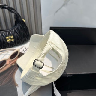 Ralph Lauren Hat Embroidered Ivory Canvas Sun Cap