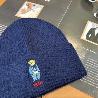 Ralph Lauren Hat Navy Polo Bear Ribbed Cuff Beanie