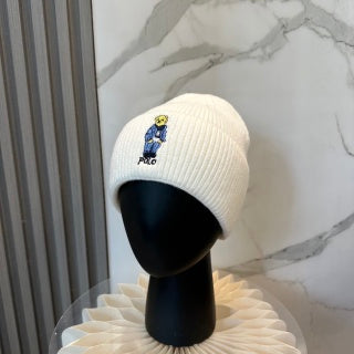 Ralph Lauren Hat Cream Polo Bear Classic Ribbed Beanie