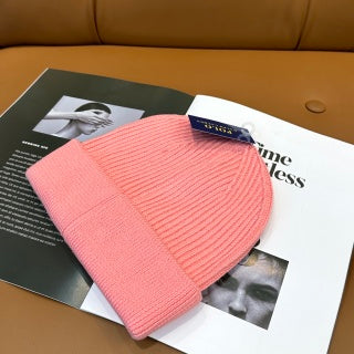 Ralph Lauren Hat Blush Pink Black Pony Ribbed Cuff Beanie