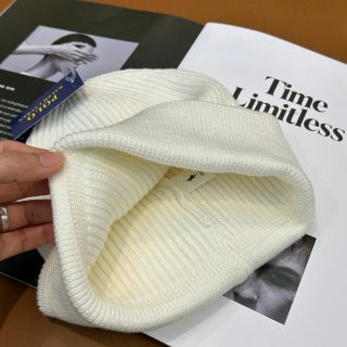 Ralph Lauren Hat Winter White Front Pony Ribbed Beanie
