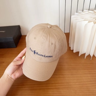 Ralph Lauren Hat Sand Beige Contrast Wordmark Curved Brim Cap
