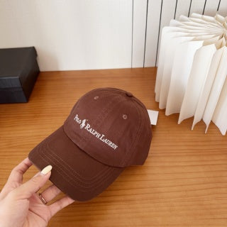 Ralph Lauren Hat Brown Script Logo Curved Brim Baseball Cap