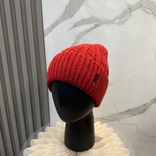 Ralph Lauren Hat Brick Red Contrast Pony Ribbed Cuff Beanie