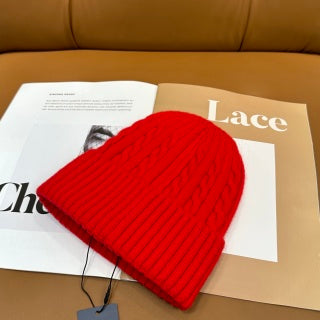 Ralph Lauren Hat Scarlet Red Side Pony Ribbed Knit Beanie
