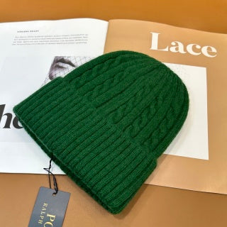 Ralph Lauren Hat Green Blue Pony Folded Rib Beanie