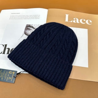 Ralph Lauren Hat Navy Red Pony Folded Rib Beanie