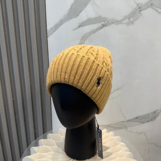 Ralph Lauren Hat Golden Camel Side Pony Ribbed Cuff Beanie