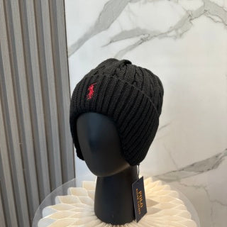 Ralph Lauren Hat Contrast Pony Ribbed Knit Beanie
