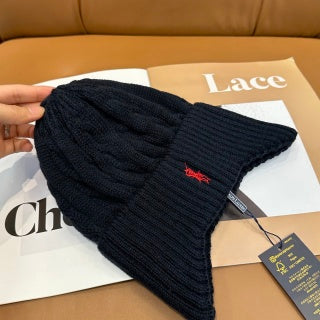 Ralph Lauren Hat Graphite Navy Red Pony Cable Rib Beanie