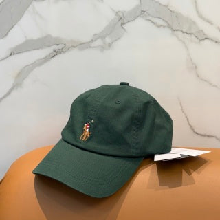 Ralph Lauren Hat Forest Green Multicolor Pony Baseball Cap