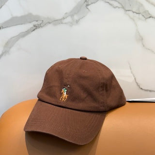 Ralph Lauren Hat Chestnut Brown Multicolor Pony Baseball Cap