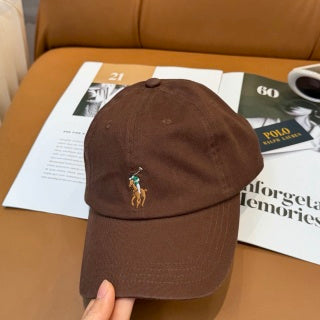 Ralph Lauren Hat Chestnut Brown Multicolor Pony Baseball Cap
