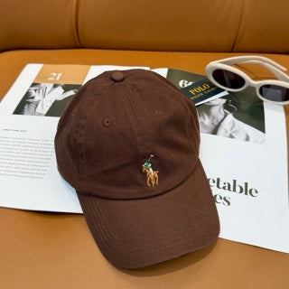 Ralph Lauren Hat Chestnut Brown Multicolor Pony Baseball Cap