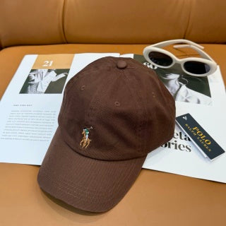 Ralph Lauren Hat Chestnut Brown Multicolor Pony Baseball Cap