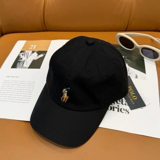 Ralph Lauren Hat Black Multicolor Pony Baseball Cap