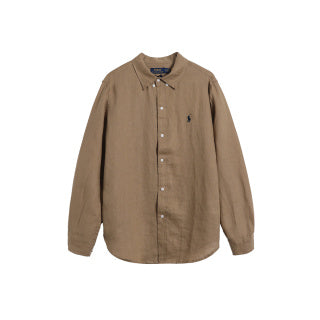 Ralph Lauren Shirt Washed Linen Classic Button Down Long Sleeve Shirt