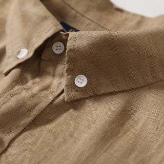 Ralph Lauren Shirt Washed Linen Classic Button Down Long Sleeve Shirt
