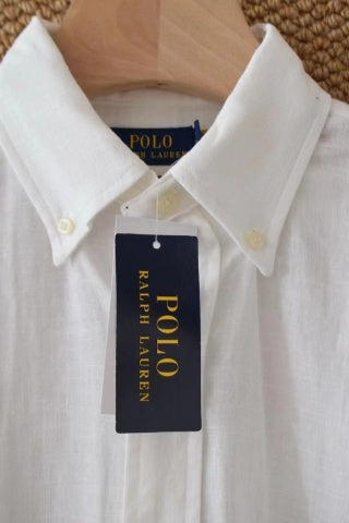Ralph Lauren Shirt Classic Linen Button Down Long Sleeve Shirt