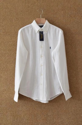 Ralph Lauren Shirt Classic Linen Button Down Long Sleeve Shirt