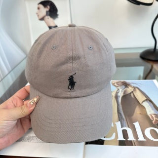 Ralph Lauren Hat Light Gray Black Pony Baseball Cap