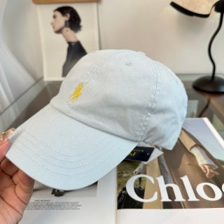 Ralph Lauren Hat Sky Blue Yellow Pony Curved-Brim Baseball Cap