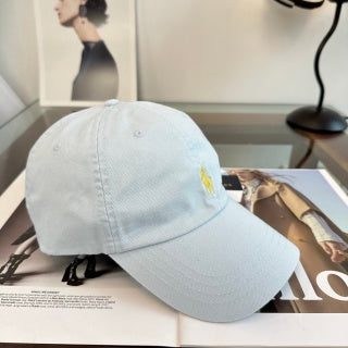 Ralph Lauren Hat Sky Blue Yellow Pony Curved-Brim Baseball Cap