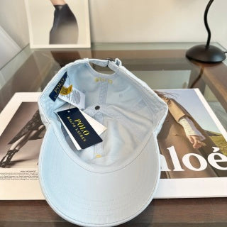 Ralph Lauren Hat Sky Blue Yellow Pony Curved-Brim Baseball Cap