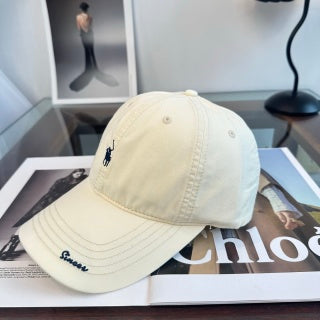 Ralph Lauren Hat Cream Pony Script-Brim Baseball Cap