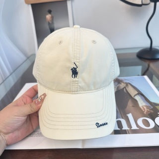 Ralph Lauren Hat Cream Pony Script-Brim Baseball Cap