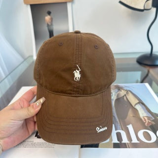 Ralph Lauren Hat Brown Pony Embroidered Script-Brim Baseball Cap