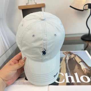 Ralph Lauren Hat Pale Blue Pony Script-Brim Baseball Cap