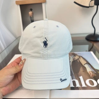 Ralph Lauren Hat Pale Blue Pony Script-Brim Baseball Cap