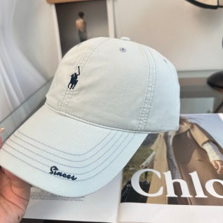 Ralph Lauren Hat Pale Blue Pony Script-Brim Baseball Cap