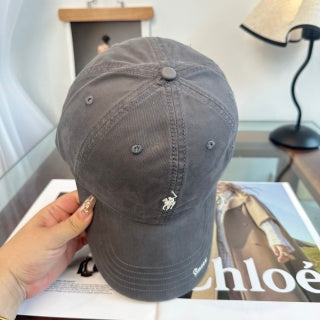 Ralph Lauren Hat Gray Washed Pony Script-Brim Baseball Cap